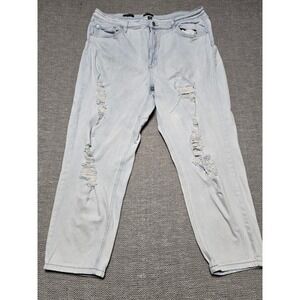 Wild Fable Womens Light Wash Distressed High Rise Mom Jeans Size 16‎